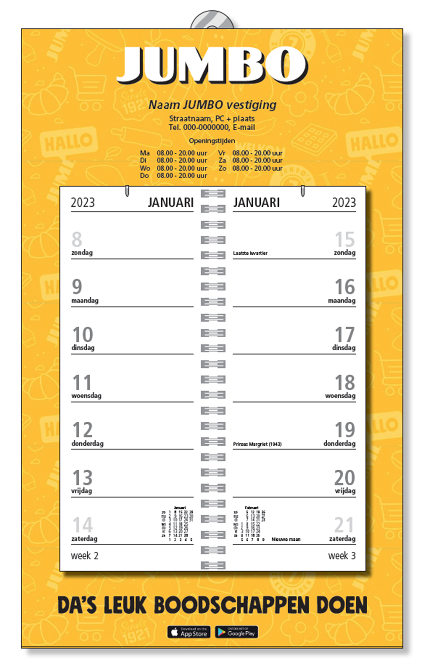 Jumbo weekkalender versie geel 2023