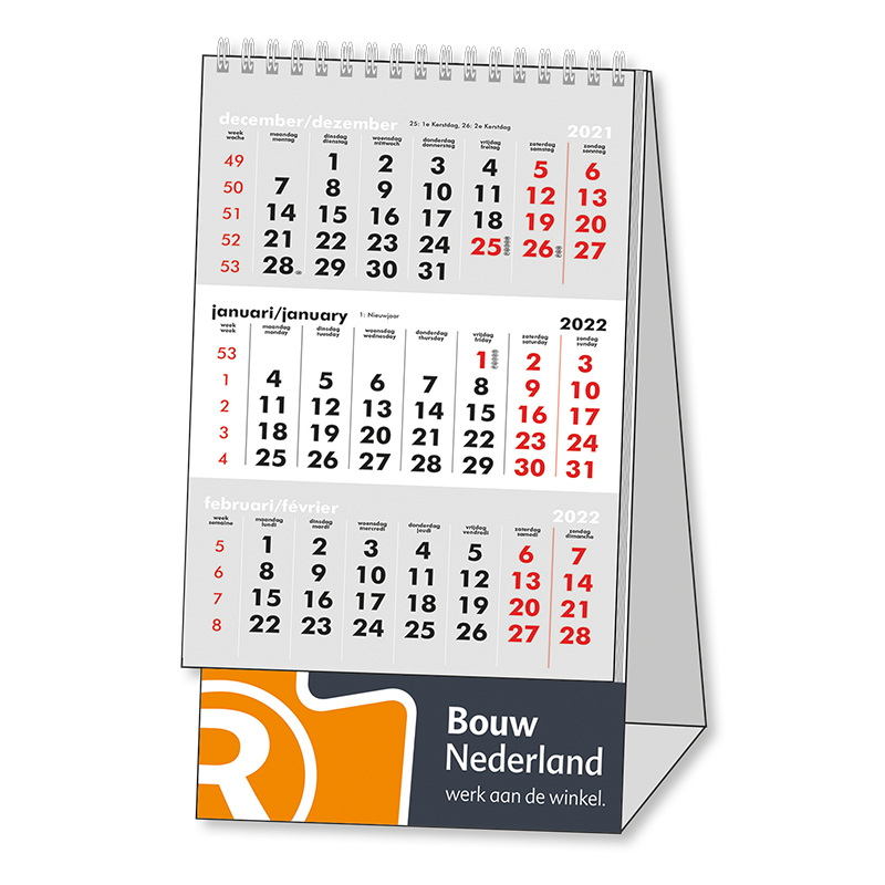 regeling Eigenlijk Misleidend 3 maands bureaukalenders | Eigen ontwerp mogelijk | Helios Kalenders