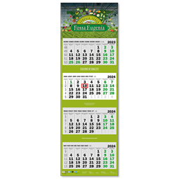 Kalender met vier separate maanden - weekenden in de kleur groen