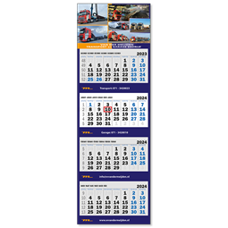 Kalender met vier separate maanden - weekenden in de kleur blauw